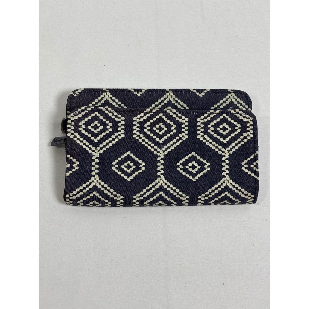 Thirty-One All About the Benjamins Wallet Navy Ikat Diamond Geometric Zip Around